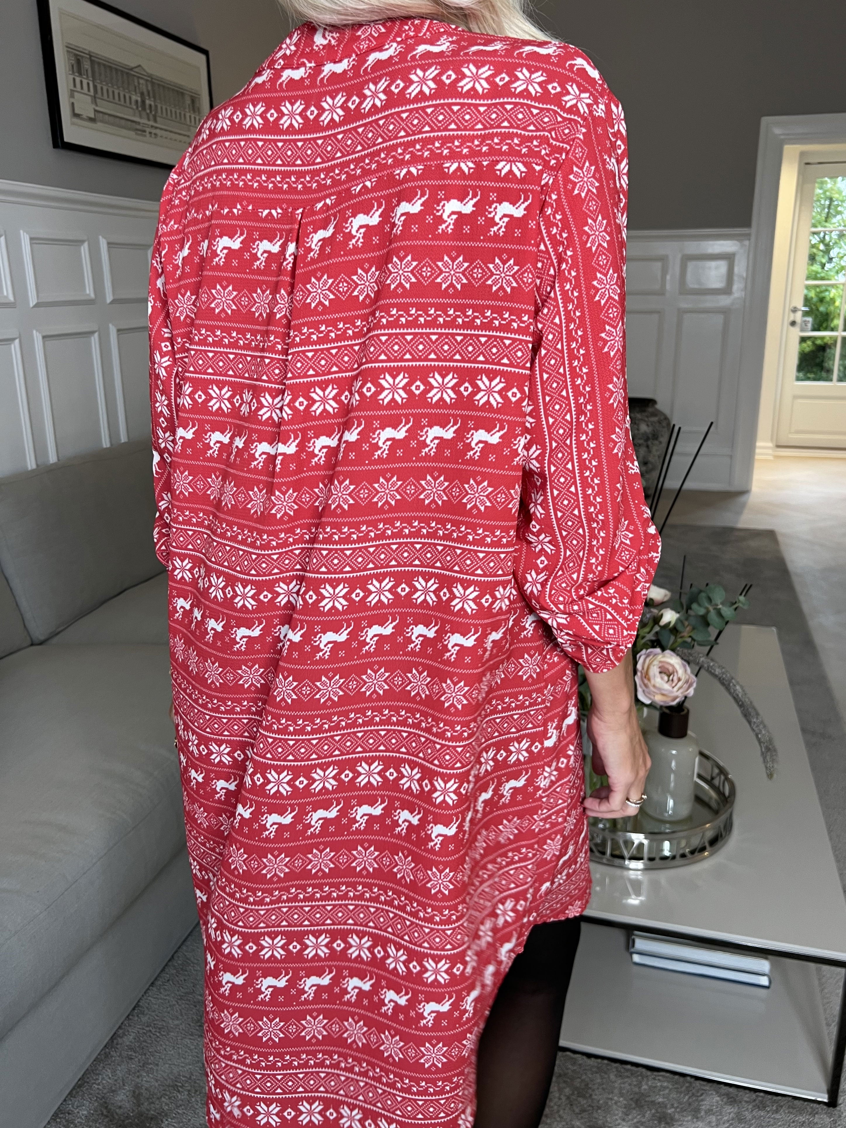 Vanesa Christmas Dress - Skjortekjole med julemønster